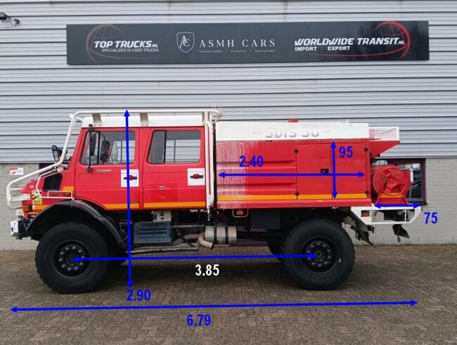 Unimog U 5000 Mercedes Benz -4x4 - (type 437.4) 4000 ltr -Lier, Winch -Feuerwehr Doppelkabine,Uberrollkafig - Camiva TT 4890
